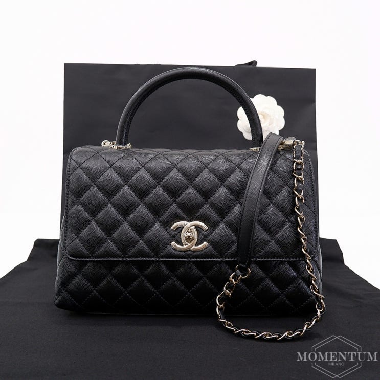  구미 명품 [CHANEL] 샤넬 코코 핸들 미디움 플랩백 캐비어 금장 블랙 A92991B0506194305 크로스백