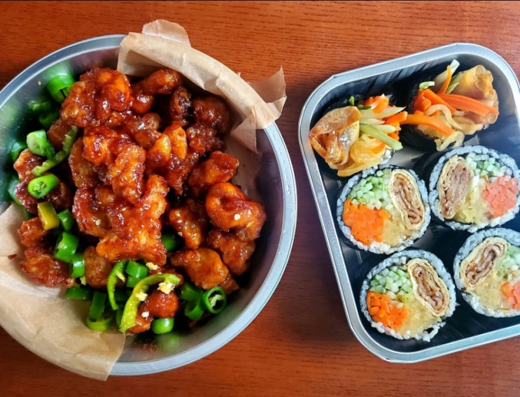  닭강정과 와사비김밥 맛집 <오토김밥> 배달 후기