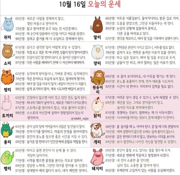 2021년 10월 16일 오늘의 운세 ! 띠별운세 ! 별자리운세! 2021년 10월 16일 오늘의 운세 ! 띠별운세 ! 별자리운세!