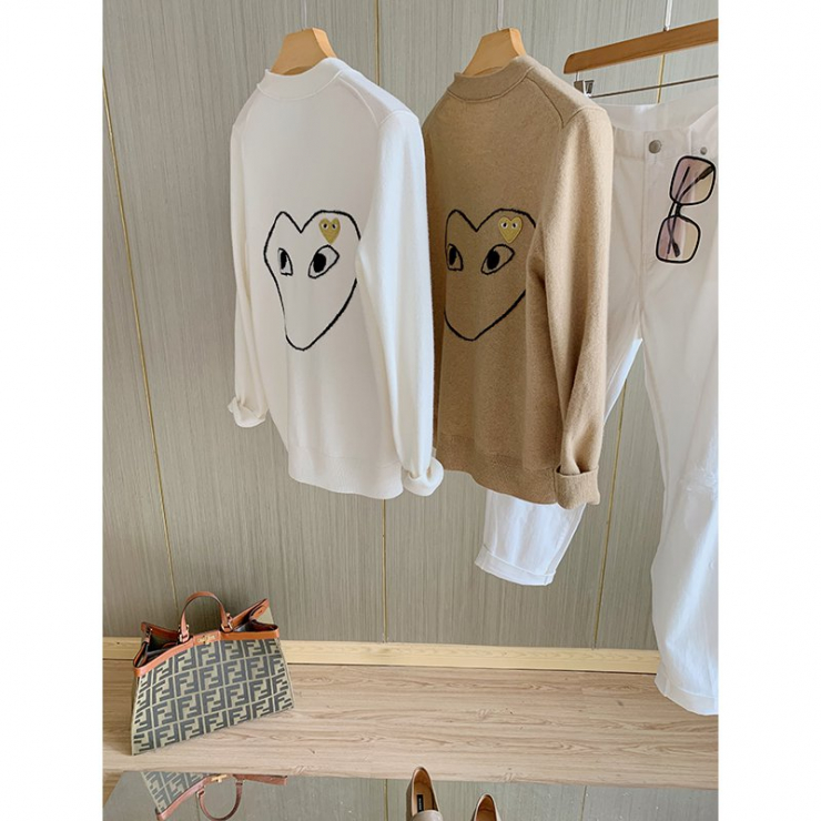  클래식 의상! 패션 러브 ~ 라운드 넥 느슨한 솔리드 컬러 긴팔 울 니트 가디건 스웨터 여성 초가을