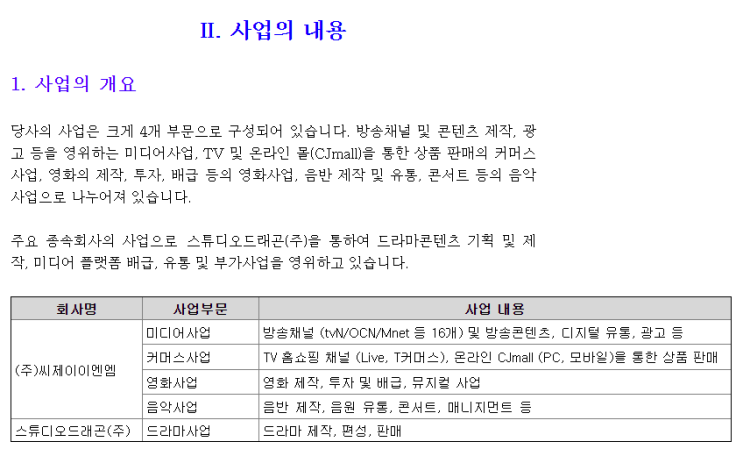  [1]  대한민국의 문화를 만들어 가는 CJ ENM