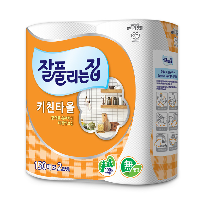  선호도 높은 잘풀리는집 천연펄프 키친타올 150매, 2롤, 20개 추천해요