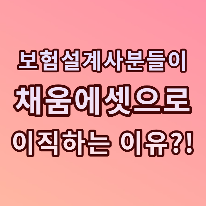  1인GA, 피플라이프, 리치앤코, 지에이코리아 등 보험설계사분들이 채움에셋으로 이직하는 이유?!