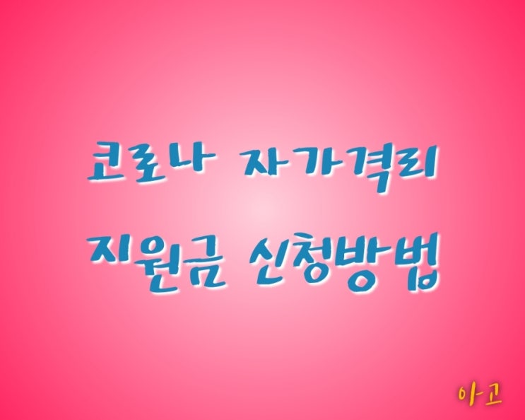  코로나-19 자가격리 지원금 신청 방법 (feat. 생활지원비)