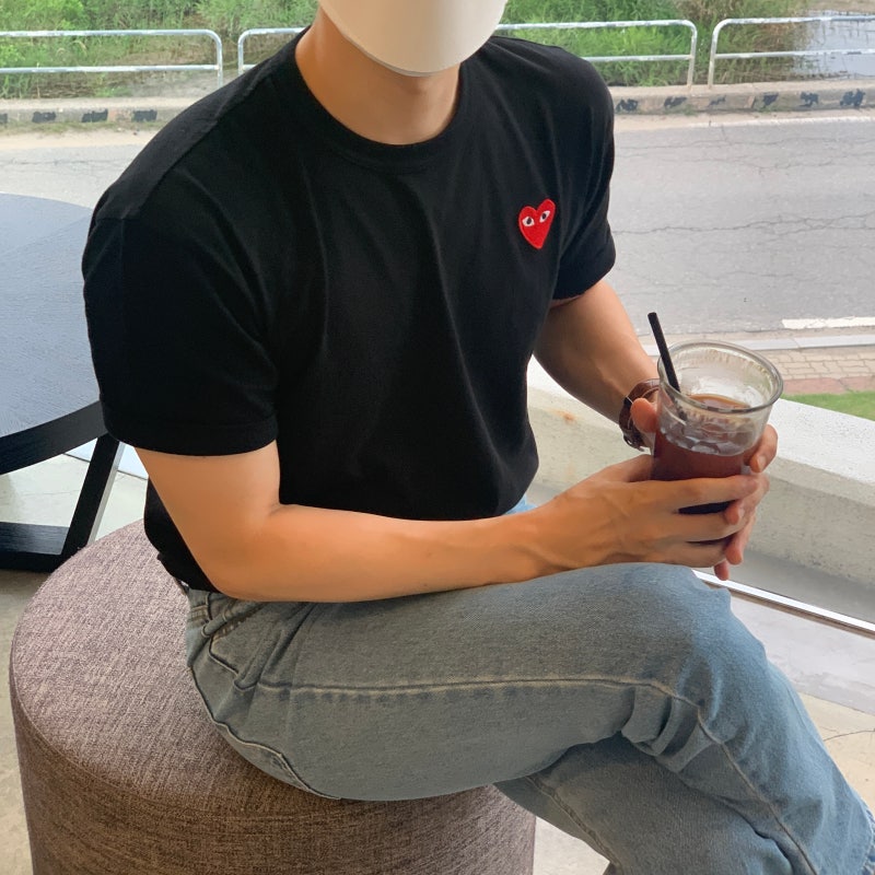 꼼데가르송 반팔 사이즈 남자 L 라지 레드와펜 리뷰