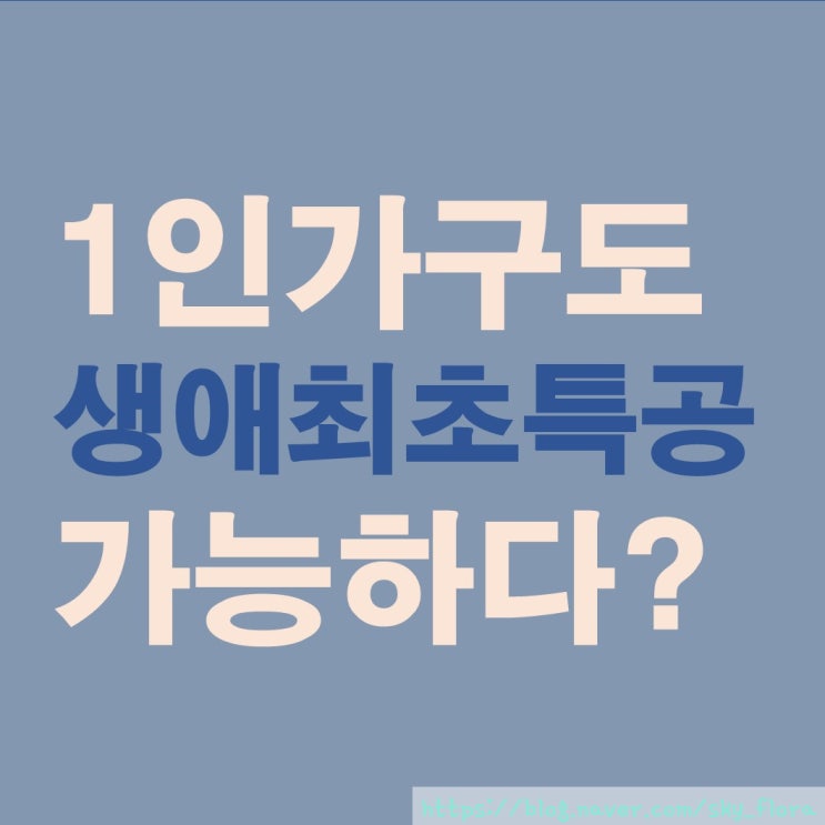  1인 가구도 생애 최초 특공이 가능해진다