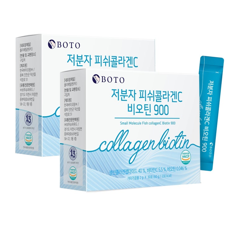  가성비 뛰어난 보뚜 저분자 피쉬콜라겐C 비오틴900 30p, 60g, 2개 ···