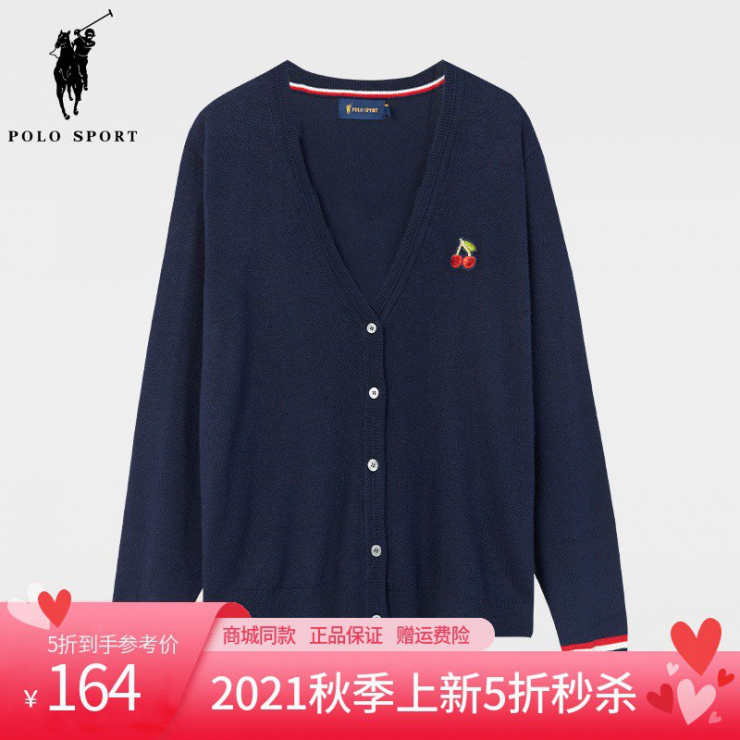  polosport2021 가을 여성용 긴팔 자켓 스웨터 싱글 브레스트 셔츠 스웨터 카디건