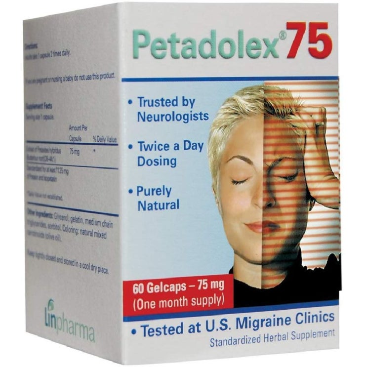 리뷰가 좋은 Petadolex Liinpharma 페타돌렉스75 편두통 머위 뿌리 추출물 75 mg 60 정, 상세페이지참조, 상세페이지참조 추천해요