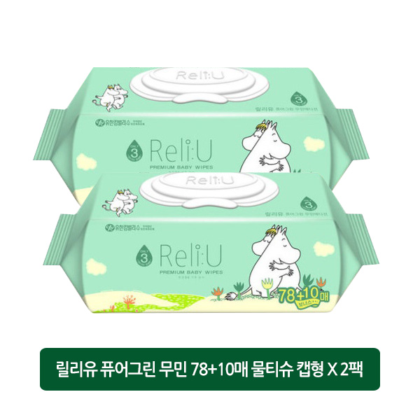  잘팔리는 릴리유 퓨어그린 무민에디션 88매 캡형 물티슈 X 2팩, 단품, 단품 추천합니다