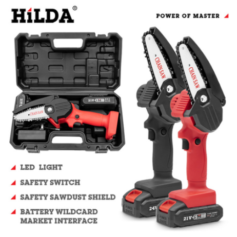  잘나가는 HILDA 전기톱 충전식 무밧줄 미니체인톱 소형 목공 정원 220V, 블랙, 1500mAh 배터리*1 추천합니다
