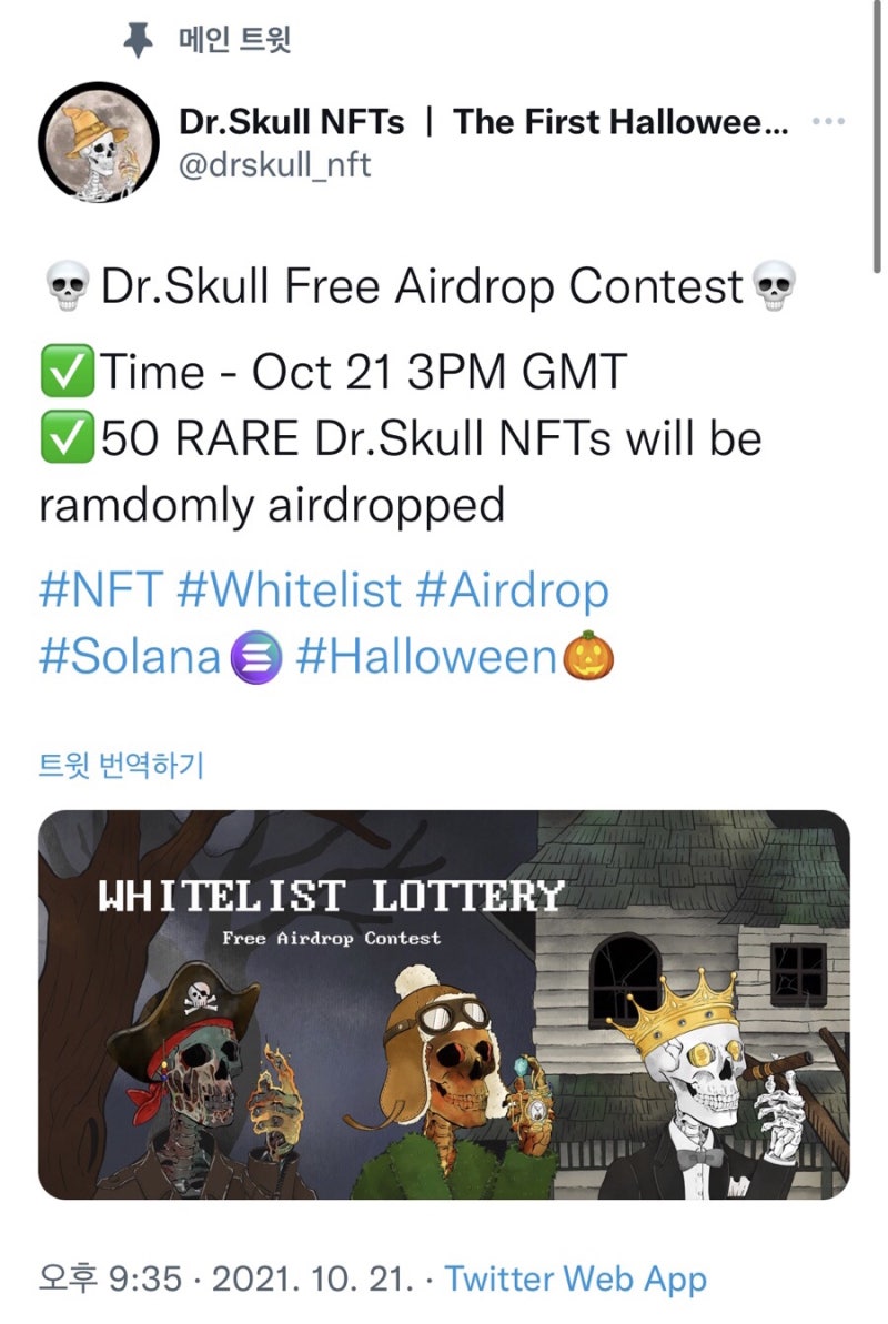 닥터스컬(Dr. Skull)NFT Airdrop:솔라나 기반 NFT 에어드랍 신청 : 네이버 블로그