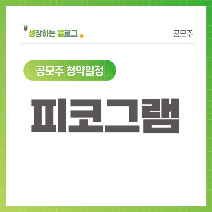  피코그램 공모주 청약 일정 10월 25~26일