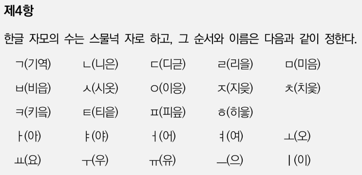 한글맞춤법 제2장 자모