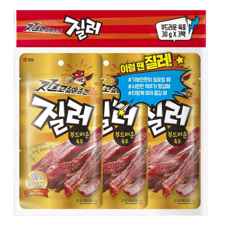 후기가 좋은 샘표 질러 부드러운 육포, 30g, 3개 좋아요