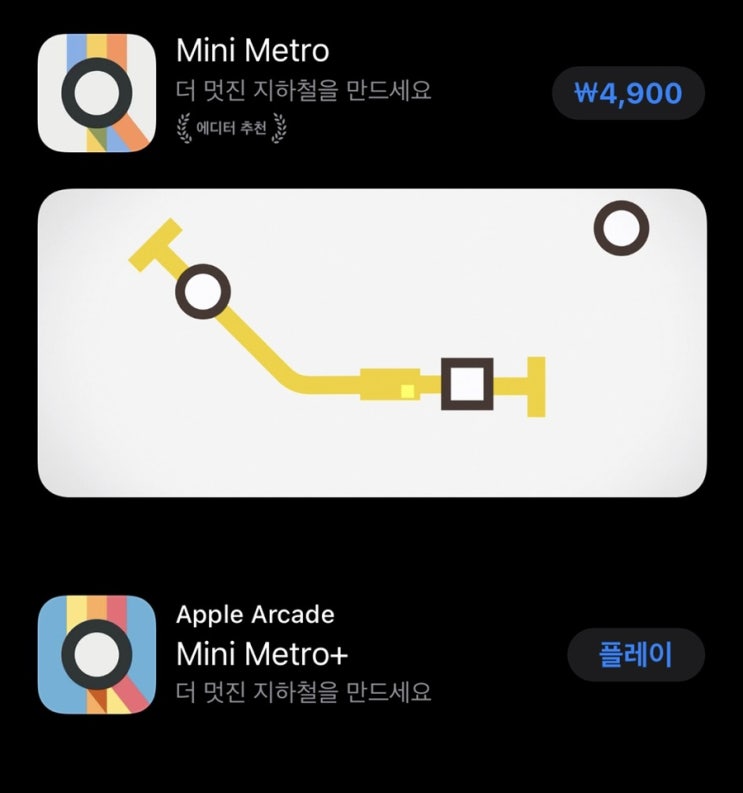 애플아케이드 게임 추천) 미니 메트로 mini metro+