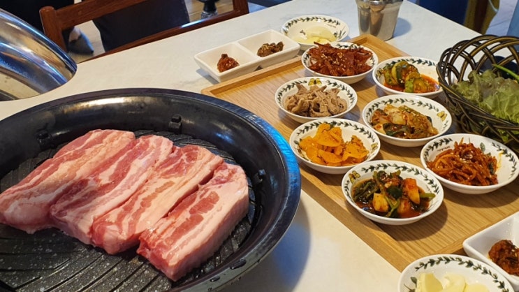  사우스스프링스 cc 맛집 남이천배추된장국, 숙성삼겹살을 맛보다