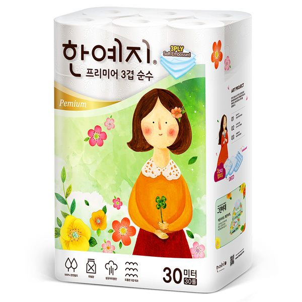 많이 팔린 한예지 3겹 순수 프리미어 화장지 30m, 30롤, 1팩 좋아요 많이 팔린 한예지 3겹 순수 프리미어 화장지 30m, 30롤, 1팩 좋아요