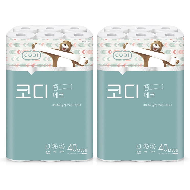  요즘 인기있는 코디 데코 2겹 롤화장지 40m, 30롤, 2팩 ···