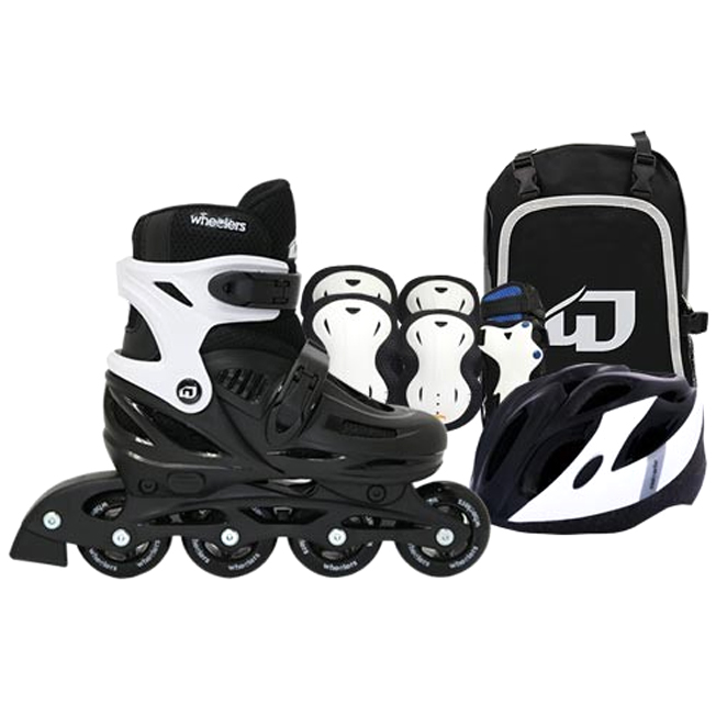 핵가성비 좋은 휠러스 아동용 에이스2 인라인스케이트 + 가방 + 보호대 + 헬멧 콤보 세트, 블랙 좋아요