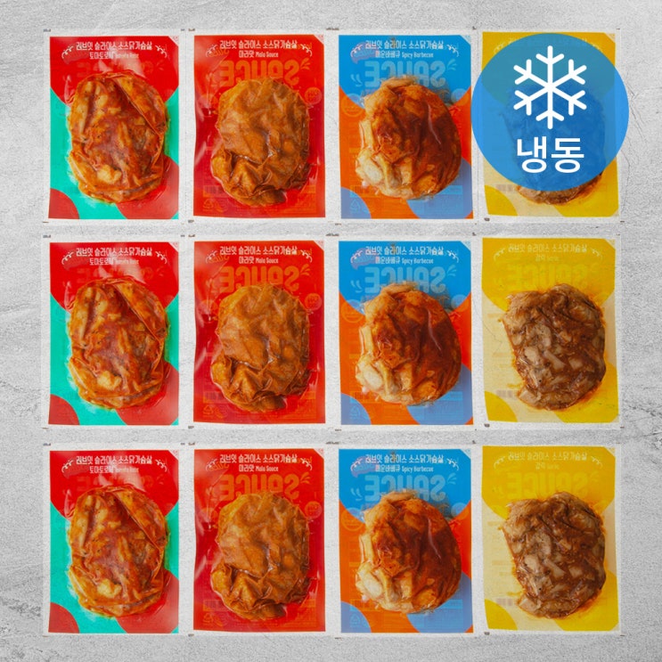 구매평 좋은 러브잇 닭가슴살 슬라이스 소스 130g x 4종 x 3팩 세트 (냉동), 1세트 좋아요 구매평 좋은 러브잇 닭가슴살 슬라이스 소스 130g x 4종 x 3팩 세트 (냉동), 1세트 좋아요