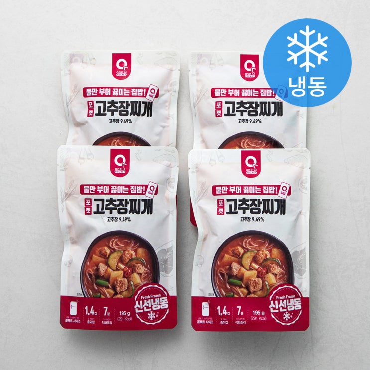 인기 많은 원큐 포켓 고추장찌개 (냉동), 195g, 4팩 ··· 인기 많은 원큐 포켓 고추장찌개 (냉동), 195g, 4팩 ···
