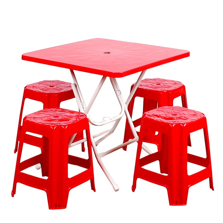 인지도 있는 지오리빙 포장마차 테이블 의자 세트, 사각+사각(레드) ···