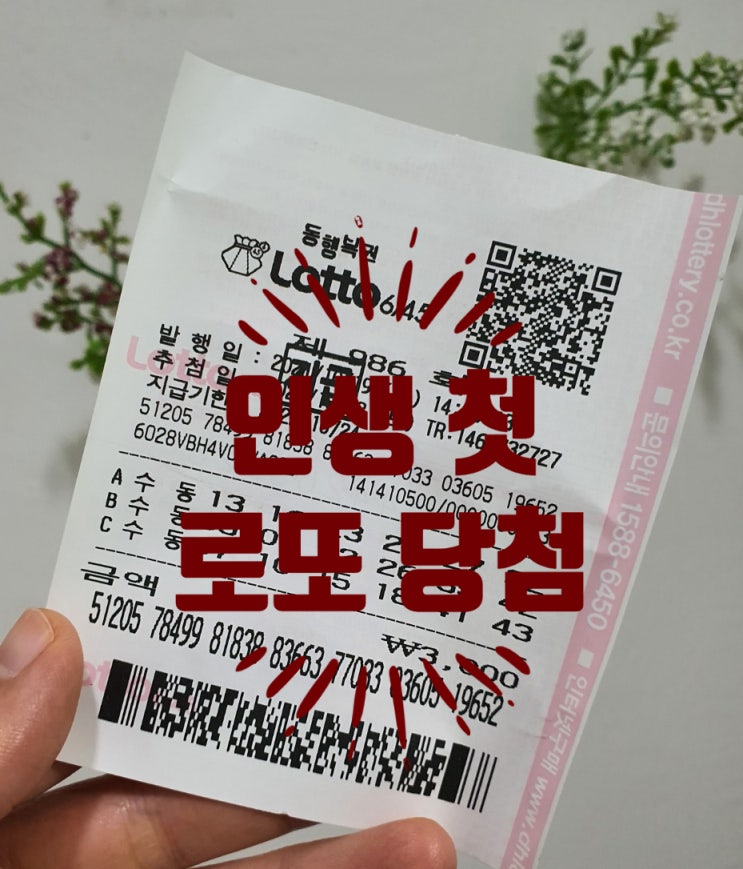 인생 첫 로또 당첨!!