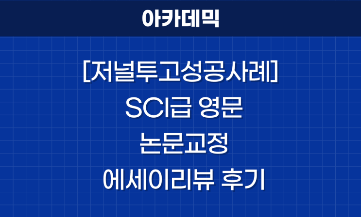 [저널 투고 성공 사례] SCI급 영문 논문 교정 에세이리뷰 후기