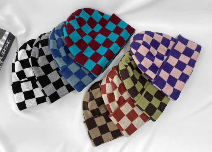 체스판 사각체크 패턴, 다양한 컬러의 체커보드 비니! #카페러