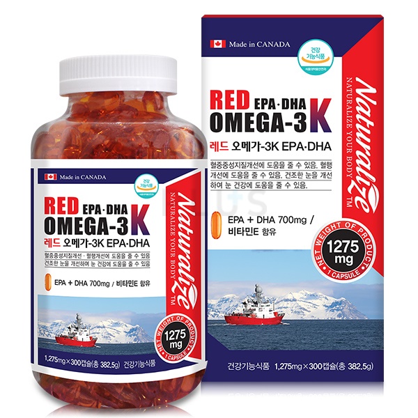  네추럴라이즈 레드 오메가-3K                                        1,275mg x 300캡슐(5개월분)