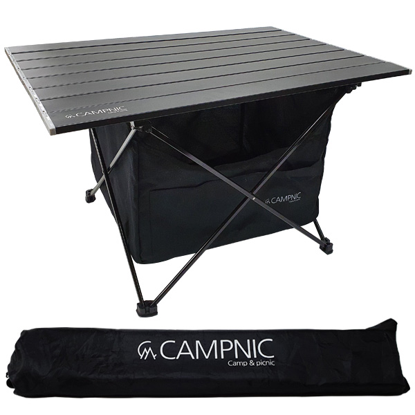 인지도 있는 캠프닉 경량 캠핑 롤테이블 + 전용 파우치 + 수납 바스켓 세트, 블랙 추천해요