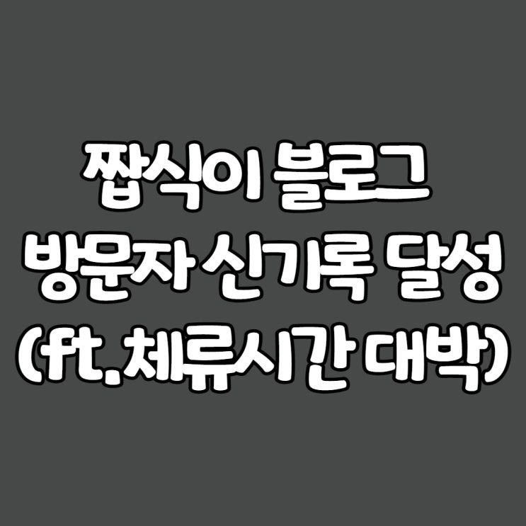  짭식이 블로그 방문자 신기록 달성(ft.체류시간 대박)