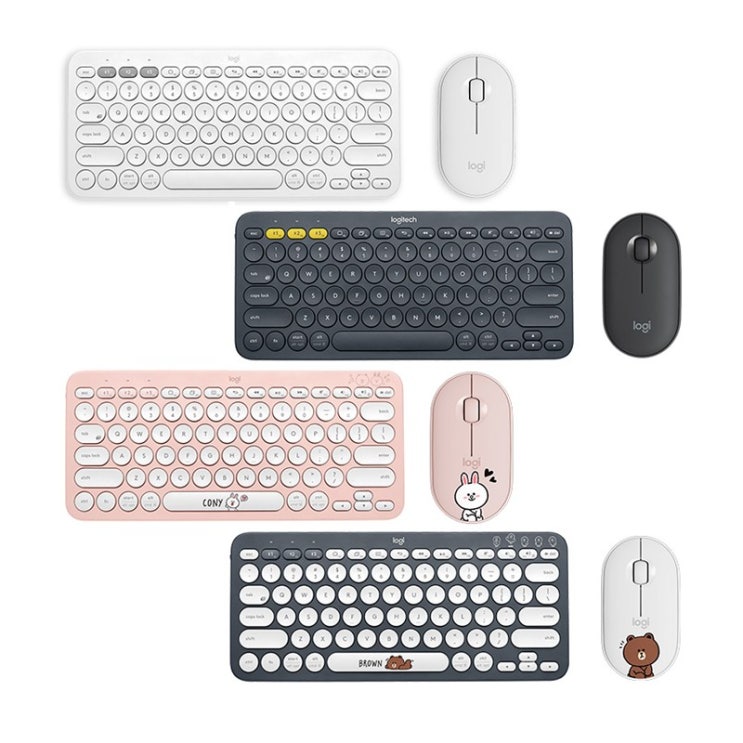  인기 급상승인 Logitech 로지텍 K380 키보드 마우스 세트 라인프렌즈, 블랙 (다크그레이), 키보드+마우스 세트 좋아요