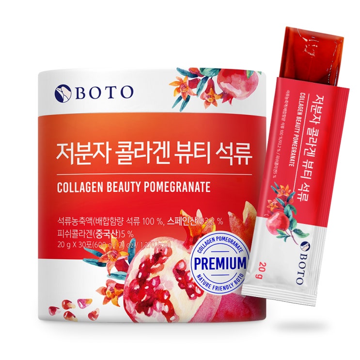 후기가 정말 좋은 보뚜 저분자 콜라겐 뷰티 석류 젤리 스틱, 20g, 30개 ···