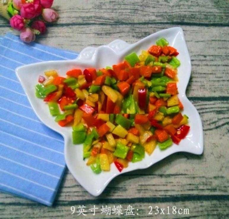 많이 찾는 케일럽 자이글 자기접시 야채접시 가정용 서양요리 그릇 개성 불고기판 독창적 유럽식 꽃 양상 심플 언발, 9인치 버터플라이 플레이트 좋아요