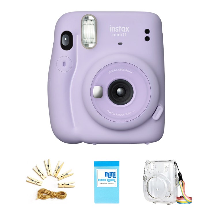  리뷰가 좋은 인스탁스 즉석카메라 라일락 퍼플 mini 11 + 폴라케이스 + 포토라인 + 1단 미니앨범, 1세트 좋아요