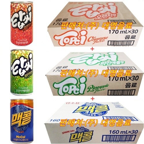  핵가성비 좋은 일화 탑씨오렌지170ml(30캔)+탑씨파인170ml(30캔)+맥콜160ml(30캔), 90캔, 170ml 좋아요