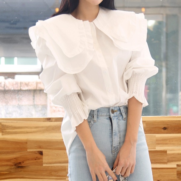  가성비 좋은 퍼니걸스 레이스 레이어드 빅카라 블라우스_8791 추천해요