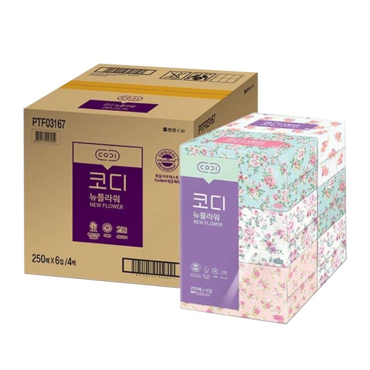 인지도 있는 코디 뉴플라워 천연펄프 미용티슈 250매, 4개, 6개입 추천해요 인지도 있는 코디 뉴플라워 천연펄프 미용티슈 250매, 4개, 6개입 추천해요