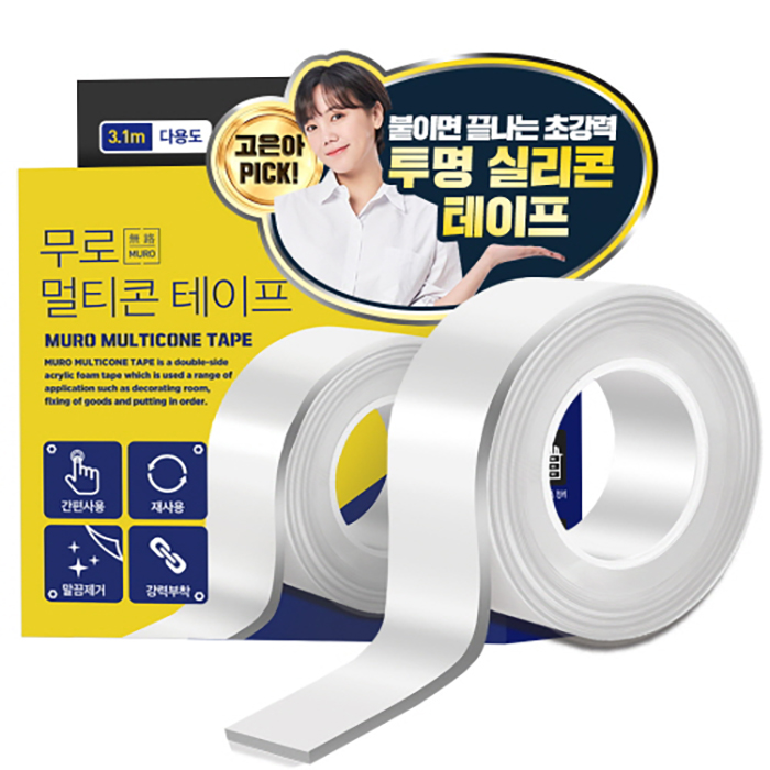  선호도 좋은 무로 초강력 다용도 실리콘 투명 양면 멀티콘 테이프, 1개 추천해요