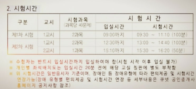  공인중개사 시험시간 시험 준비물 체크리스트