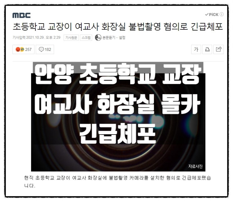 안양시 초등학교 교장 여교사화장실 몰카혐의 긴급체포 안양시 초등학교 교장 여교사화장실 몰카혐의 긴급체포