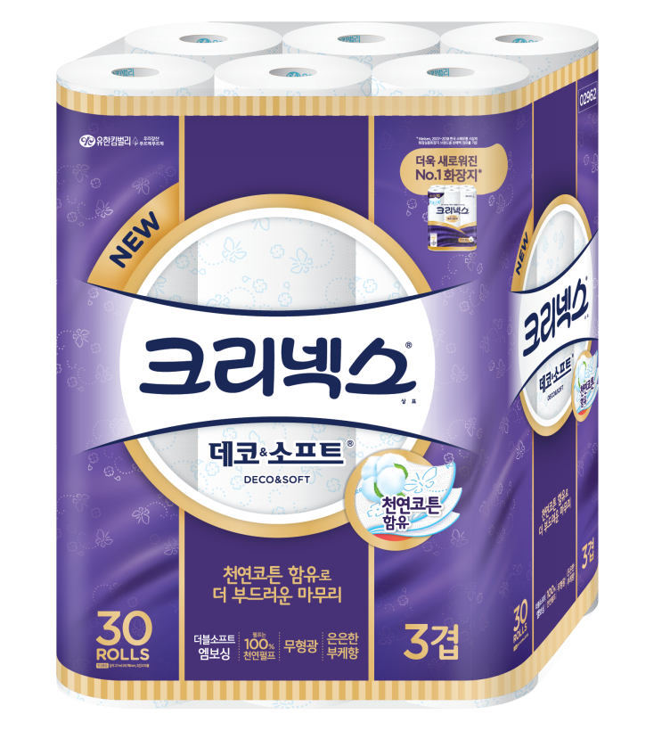 갓성비 좋은 크리넥스 3겹 데코 & 소프트 화장지 27m, 30롤, 1개 좋아요 갓성비 좋은 크리넥스 3겹 데코 & 소프트 화장지 27m, 30롤, 1개 좋아요