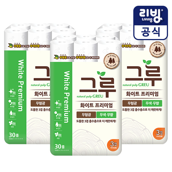 당신만 모르는 삼정펄프 그루 프리미엄 화이트 30롤x3(총90롤) 화장지, 그루 프리미엄 화이트 27M 30롤x3, 3팩 추천합니다 당신만 모르는 삼정펄프 그루 프리미엄 화이트 30롤x3(총90롤) 화장지, 그루 프리미엄 화이트 27M 30롤x3, 3팩 추천합니다