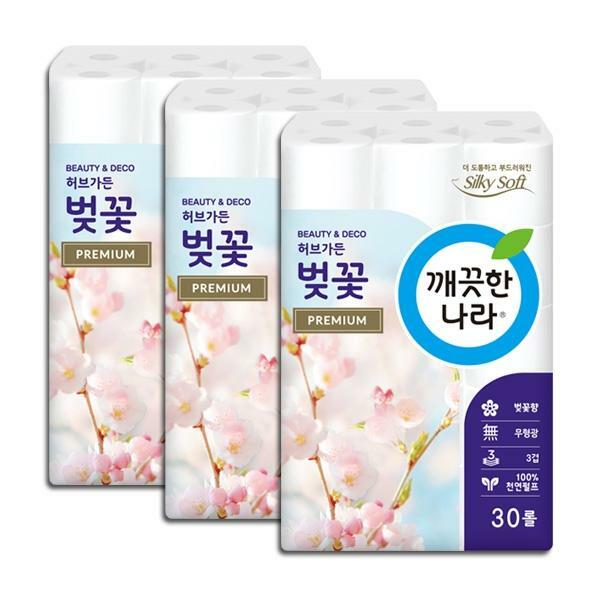 의외로 인기있는 깨끗한나라 벚꽃 프리미엄 화장지 27m 30롤X3팩 ··· 의외로 인기있는 깨끗한나라 벚꽃 프리미엄 화장지 27m 30롤X3팩 ···