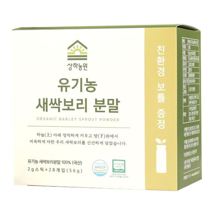 가성비갑 상하농원 유기농 새싹보리 분말 2g x 28p + 보틀 랜덤발송, 1세트 ···