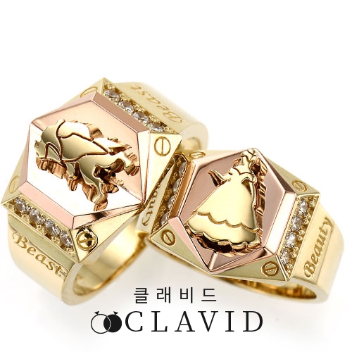  후기가 좋은 클래비드 [미녀와야수] 남+여 한쌍가격 14K커플링 18K커플링 ···