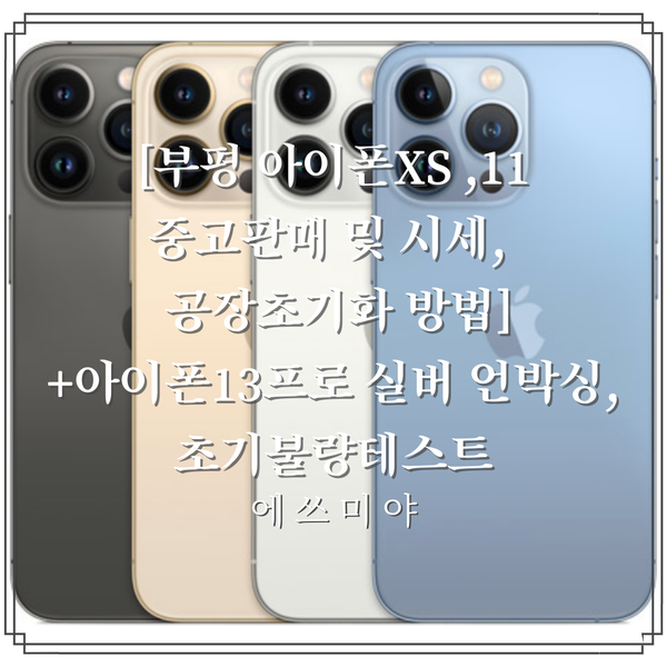  [부평 아이폰 XS, 11 중고판매 및 시세, 공장 초기화 방법] + 아이폰 13프로 언박싱, 초기 불량테스트