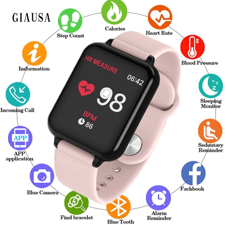 잘나가는 여자 b57 똑똑한 시계 iphone 전화를위한 방수 스포츠 smartwatch 심박수 감시자 아이 pk iwo 혈압 기능, 단일, 회색 추천합니다